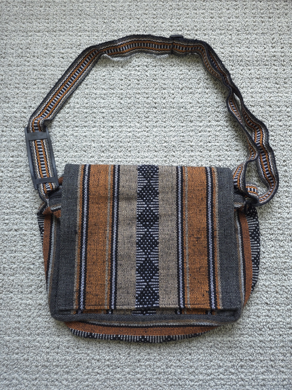 Handwoven Striped Crossbody Messenger Bag - Made in Mexico